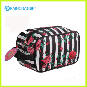 600d Polyester Black Stripe Cosmetic Hand Bag Rbc-053